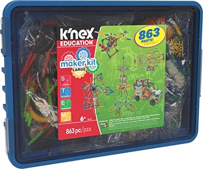 K'Nex 78497 Education Makers Kit Grote Kids Building Set, 863 Stuk Stem Learning Kit voor Grote Groepen, 64 Pagina Building Guide en Opbergkoffer, Bouwspeelgoed voor kinderen vanaf 6 jaar +