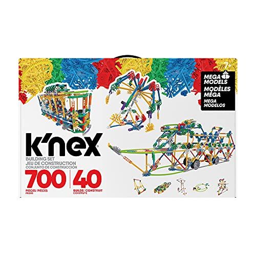 K'NEX 80209 Mega Models Building Set, 3D Educational Toys for Kids, 700 Piece Stem Learning Kit, Engineering for Kids, Colourful 40 Model Building Construction Toy for Children Aged 7 +