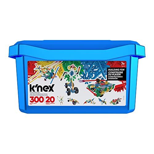 K'NEX 80202 Model Building Fun Tub Set, 3D Educational Toys for Kids, 300 Piece Stem Learning Kit with Storage Tub, Engineering for Kids, 20 Model Building Construction Toy for Children Aged 7 +