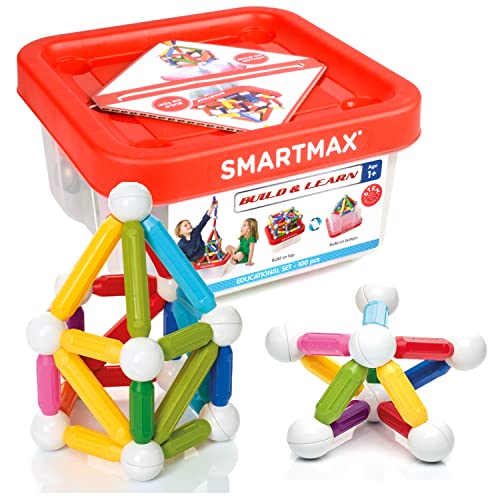 SmartMax - Build & Learn, Magnetic Discovery Construction Set with 2D & 3D Challenges, 100 pieces, 1+ Years