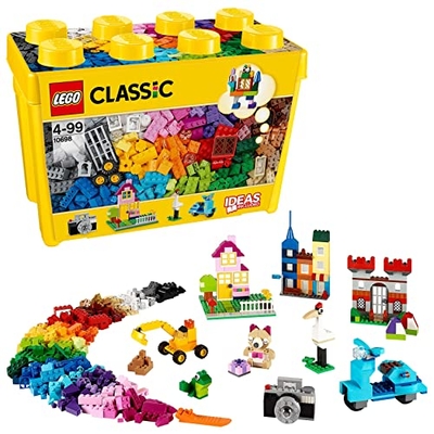 LEGO 10698 Classic Creatieve grote opbergdoos met Kleurrijke Stenen, Ramen, Deuren, Wielen en een Basisplaat, Creatief Speelgoed voor Kinderen, Leuk Cadeau voor Jongens en Meisjes vanaf 4 Jaar
