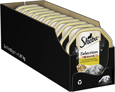 Sheba Kipbites in saus voor volwassen katten - 22 x 85g - natvoer katten