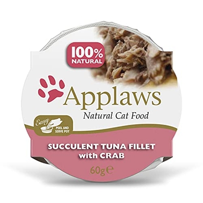 Applaws Natürliches Katzenfutter-Thunfischfilet mit Krabbe, 10er Pack (10 x 60 g) - natvoer katten