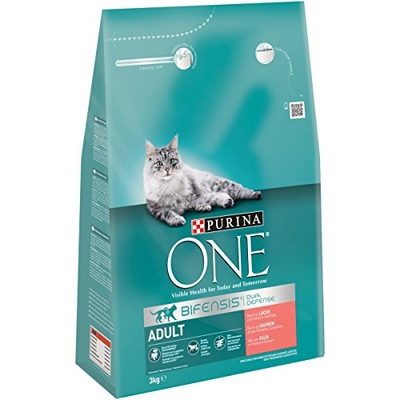 Purina ONE Adult - Kattenvoer Droogvoer - Zalm & Volkoren Granen - 3 kg kattenbrokken