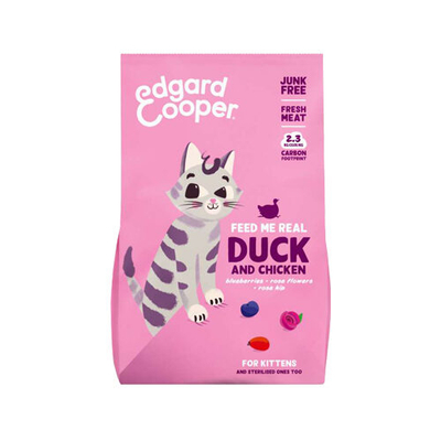 Edgard & Cooper Kitten - Vrije Uitloop Eend en Kip - Kibbles - 325 g - kattenbrokken
