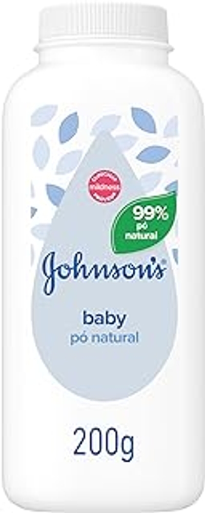 Johnson's Baby Poeder, 200 g, babypoeder, zacht poeder, 99% natuurlijk poeder, voor de gevoelige huid, hypoallergeen talk zonder alcohol, parabenen, kleurstoffen en ftalaten