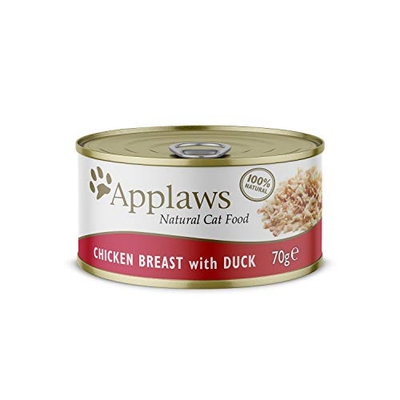 Applaws 100% natuurlijk natte kattenvoer, kip met eendenblik, 70 g (pak van 24),Meerkleurig - natvoer katten