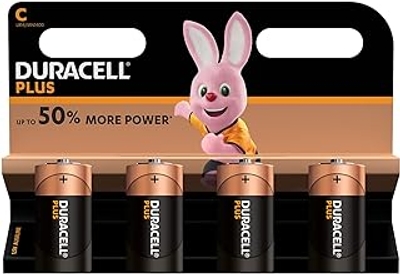 Duracell Plus Mono alkaline batterijen LR20, Maat C 4 Stuk zwart, oranje
