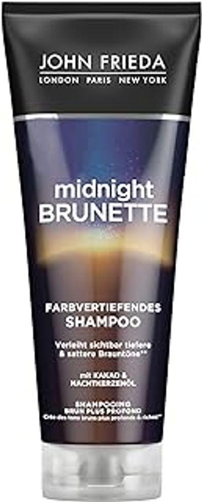 John Frieda - Midnight Brunette Shampoo - Inhoud: 250ml - Intensiveert donkere nuances met kleurpigmenten & cacao - Voor bruin & brunette haar
