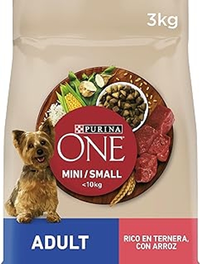 Purina ONE Mini <10kg Voer voor kleine hond Volwassene met os en rijst, 3kg zakje - hondenbrokken