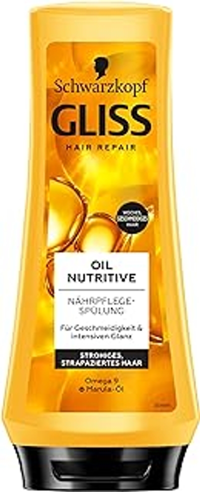 Gliss Conditioner Oil Nutritive 200 ml, haarconditioner voedt strochtig, beschadigd haar, verzorgende spoeling zorgt voor ideale kambaarheid