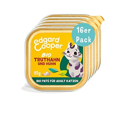 Edgard & Cooper Hoogwaardig graanvrij kattenvoer biologische kalkoen en kip, 16 x 85 gr - natvoer katten