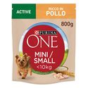 Purina One Mini Active voor honden onder de 10 kg, kroketten met kip en rijst, 8 verpakkingen à 800 g - hondenbrokken