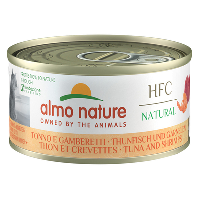 Almo Nature HFC Natural 6 x 70 g - Tonijn en Garnalen - natvoer katten