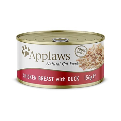 Applaws Premium Natural kattenvoer, nat, kip met eend in bouillon, 156g blik (24x156g) - natvoer katten