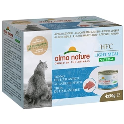 almo nature HFC Natural Light Meal - Atlantische tonijn - Natvoer voor volwassen katten - 4 blikjes à 50 g - natvoer katten