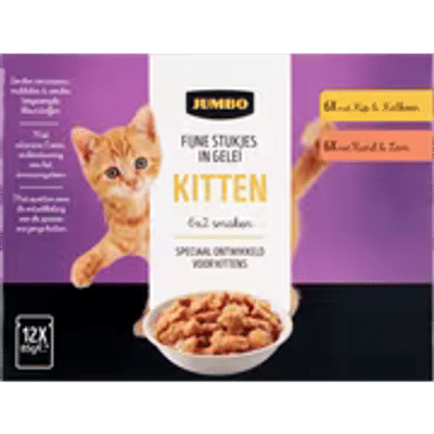 Jumbo Fijne Stukjes in Gelei Kitten 12 x 85g - natvoer katten