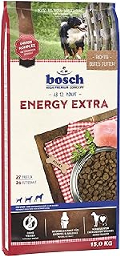 Bosch 52120015 HPC Energy Extra, hondendrogervoeding voor sport- en prestatiehonden van alle rassen, 1 x 15 kg - hondenbrokken