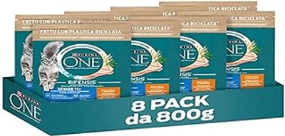 Purina One Bifensis Senior Kattenvoer 11 + kip en granen, 8 verpakkingen van 800 g - kattenbrokken