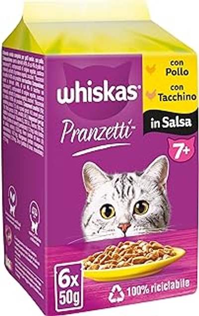 Whiskas Lunch wit vlees 7+ senior, 72 x 50 gram - natvoer katten