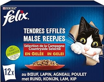 PURINA Felix mals conisch vlees van gelei, kattenvoer junior, 12 x 85 g - natvoer katten