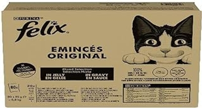 Purina Felix Original natvoer voor katten met tonijn, garnalen, kip, eend, 80 zakjes à 85 g - natvoer katten