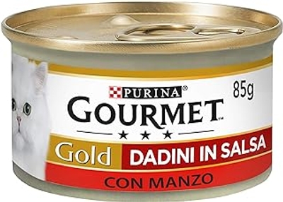 Purina Gourmet Gold Cube in saus natvoer voor katten met rundvlees, 24 blikjes à 85 g - natvoer katten