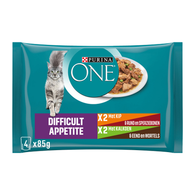 Purina One Difficult Appetite 4 x 85 gram - natvoer katten