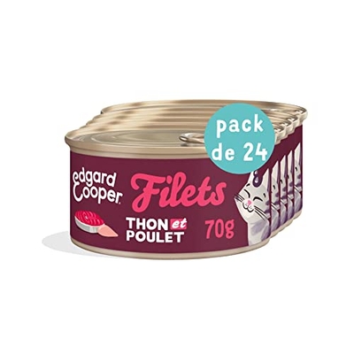 Edgard & Cooper Patée voor kittens, katten en senioren, gesteriliseerd of actieve netten, natuurlijk natvoer zonder granen, 70 g x 24 tonijn en kip, gezonde en smakelijke voeding, aanvullende maaltijd - natvoer katten