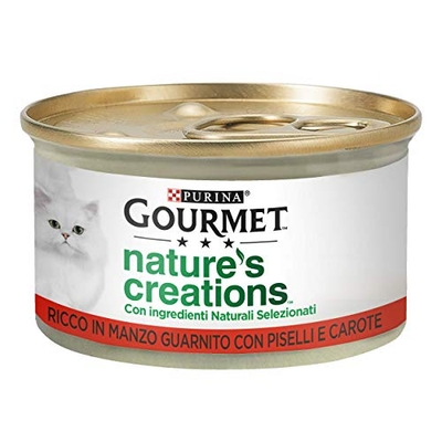 Purina Gourmet Nature's Creations Rundvlees erwten en wortelen, 24 x 85 gr - natvoer katten