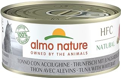 Almo Nature - HFC Natural met tonijn en witwassen - nat voer voor volwassen katten: 24 blikjes van 150 g - natvoer katten