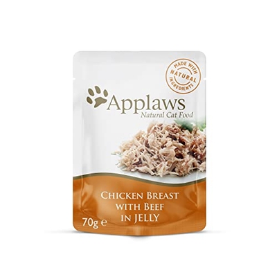 Applaws Natural Cat Food, Chicken with Beef in Jelly Pouch, 16 x 70 gr - natvoer katten