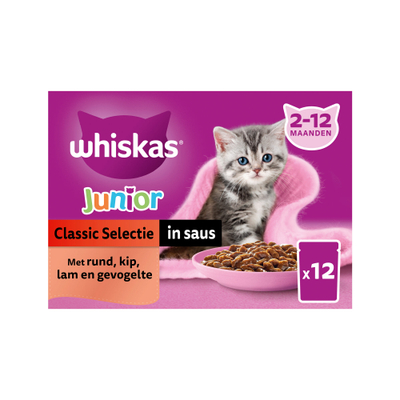 Whiskas Junior Natvoer - Classic Selectie in Saus - 24 x 85 gram - natvoer katten