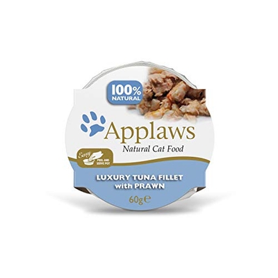 Applaws kattenvoer pot tonijnfilet met garnalen, pak van 10 x 60 g,Meerkleurig - natvoer katten