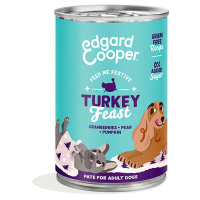 Edgard & Cooper Feestelijke kalkoen - paté in blik hond 400 gram - natvoer honden