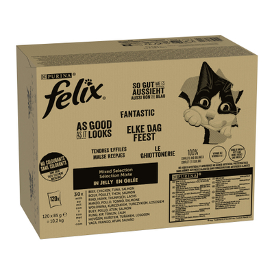 Purina Felix Elke Dag Feest - Mix Selectie in Gelei - 120 x 85 g - natvoer katten