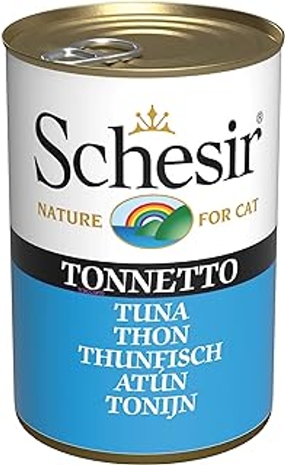 Schesir, Natvoer voor volwassen katten met de smaak tonijn, gemaakt van zachte gelei, totaal 0,84 kg (6 blikjes à 140 g) - natvoer katten