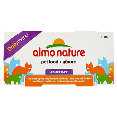 Almo Nature Dailymenu met tonijn en kip, vochtige kat, premium - 12 sets van 2 x 170 g - natvoer katten