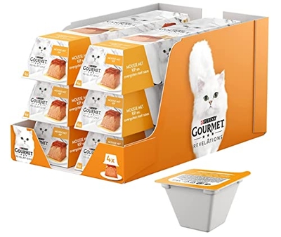 Gourmet Revelations Mousse Kattenvoer, Natvoer met Kip en Saus - 4x57g - Doos van 6 (24 porties; 1,37kg) - natvoer katten