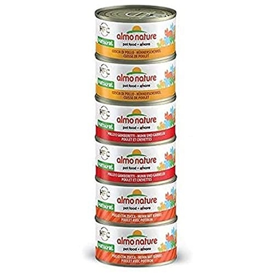 Almo Nature Multi Pack Kip (3 smaken, 2 blikjes (70 gram) per smaak) - Natvoer met 100% vers vlees voor Katten - natvoer katten