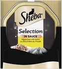 Sheba 4008429095825 Selection in Sauce Kattenvoer met kippenhapje in saus voor volwassen katten, 22 x 85 g kattenvoeding - natvoer katten
