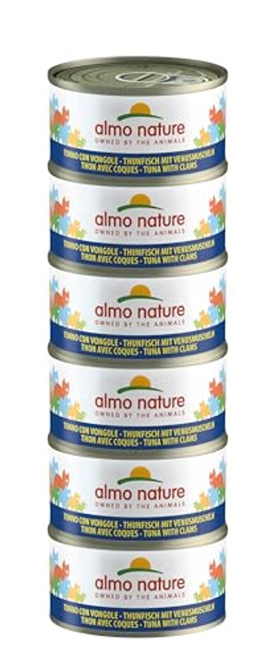 Almo Nature HFC Natural Megapack, natvoer voor katten, tonijn met schelpen, 6 blikjes van 70 g à 70 g - natvoer katten