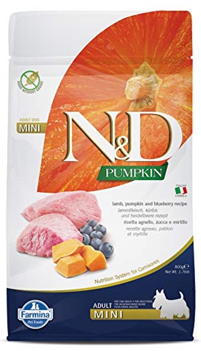 Farmina N&D Hond Pumpkin Lam, Pompoen & Bosbes Adult Mini 800 gram hondenbrokken
