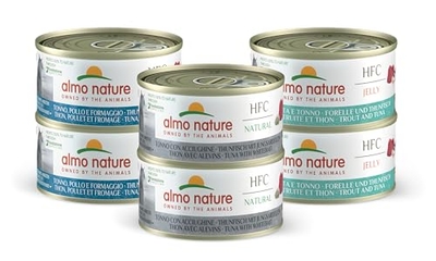 almo nature Multipack tonijn gesorteerd (2 x tonijn, kip en kaas; 2 x tonijn en ansjovis, 2 x forel en tonijn) natvoer voor volwassen katten, 100% natuurlijk, 6 blikjes x 70 g - natvoer katten
