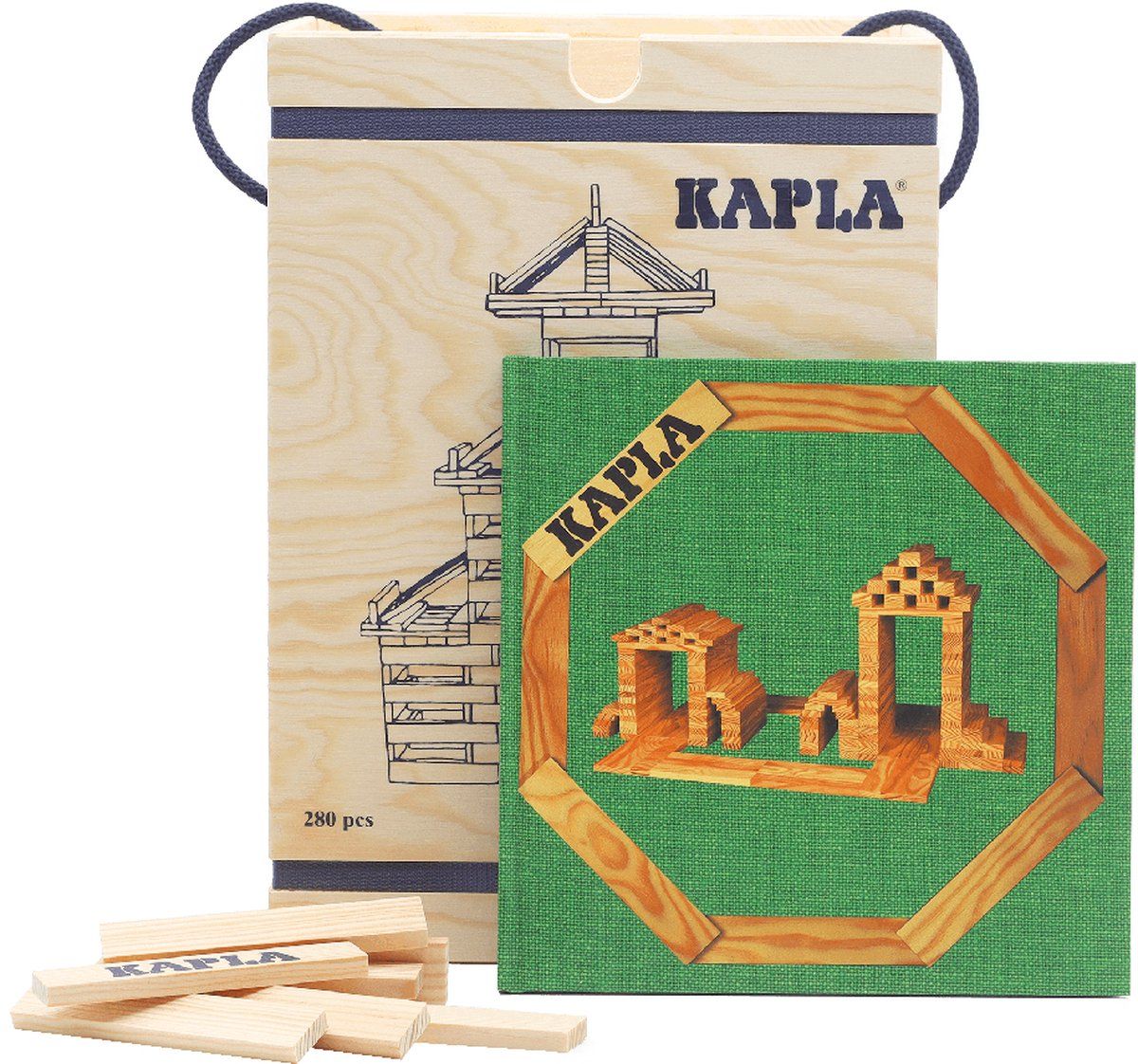 kapla-kapla-blank-constructiespeelgoed-groen-voorbeeldboek-280-plankjes