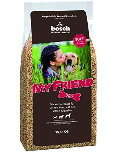 bosch My Friend Soft | Hondenvoer voor volwassen honden van alle rassen | Volwaardige voeding met zachte brokjes | 15 kg - hondenbrokken