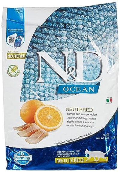 N&D OCEAN CAT HERRING AND ORANGE NEUTERED ADULT 5 KG - kattenbrokken