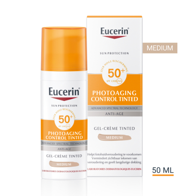 Eucerin Sun Photoaging Control Tinted Medium - Zonnebrand Gezicht - SPF 50+ Zonbescherming - 50 ml