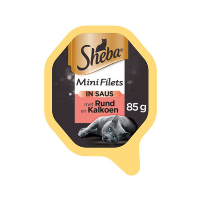 Sheba Mini Filets in saus - Rund & kalkoen - 44 x 85 g - natvoer katten