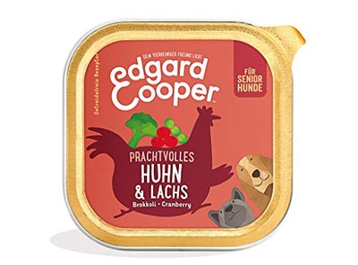 Edgard & Cooper Dose Patée Hond Senior Graanvrij Natuurlijke voeding 11x150g verse kip en zalm, gezonde voeding met veel smaak en balans, hoogwaardige eiwitten - natvoer honden